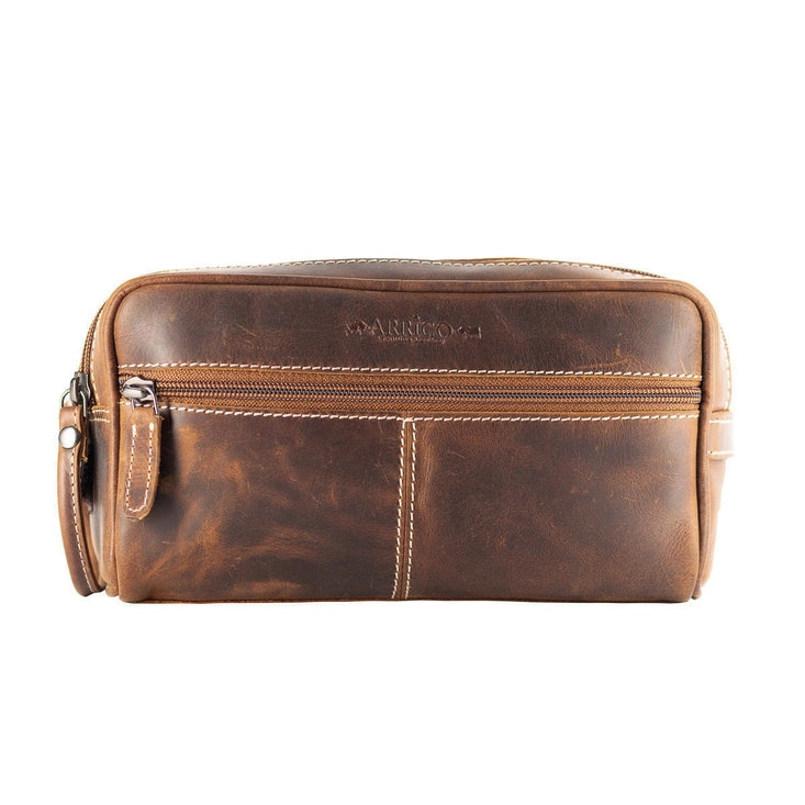 Leather Toiletry Bag -DK.BRN