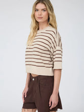 Load image into Gallery viewer, Stripe Drop Shoulder Raw Edge Sweater
