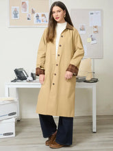 Load image into Gallery viewer, Corduroy Collar Plaid Sleeve Coat
