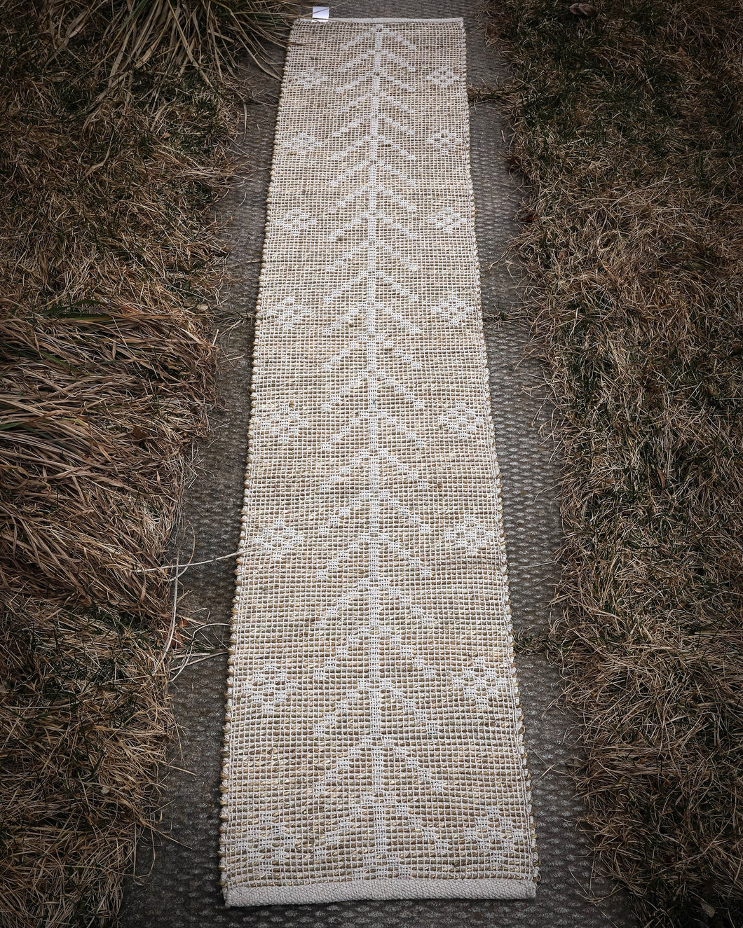 Woven Seagrass & Cotton Table Runner w/ Design