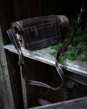 Load image into Gallery viewer, Leather Crossbody Shoulder Bag/Compact Model/Dk Brown
