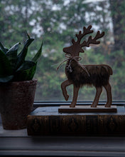 Load image into Gallery viewer, MDF/Faux Fur Standing Reindeer
