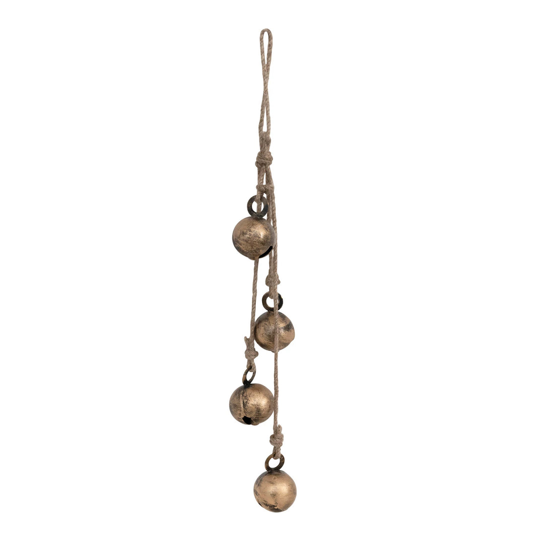 Hanging Metal Jingle Bells W/ Jute Rope