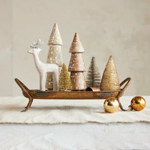 Load image into Gallery viewer, Decorative Metal Footed Tray with Handles
