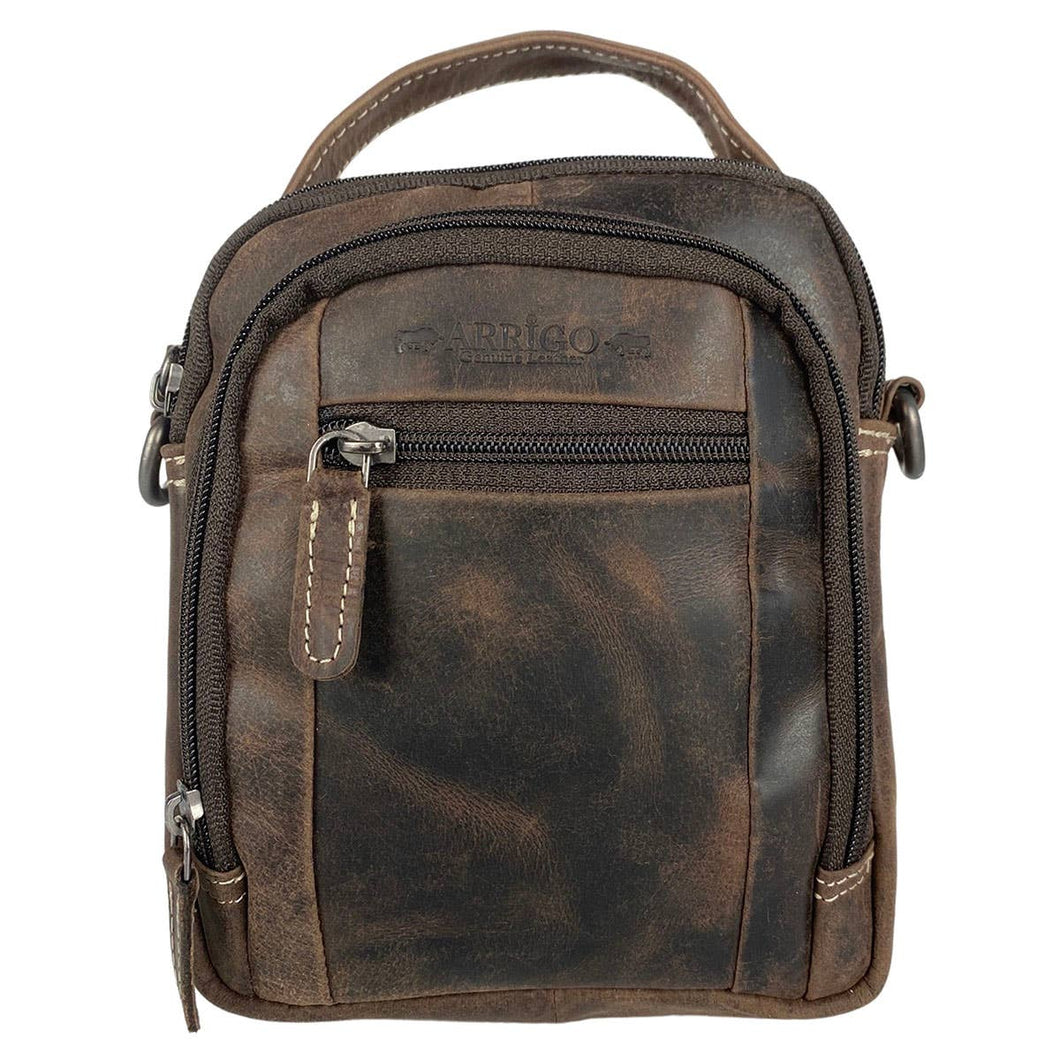 Leather Crossbody Shoulder Bag or Belt Bag/Dk Brown