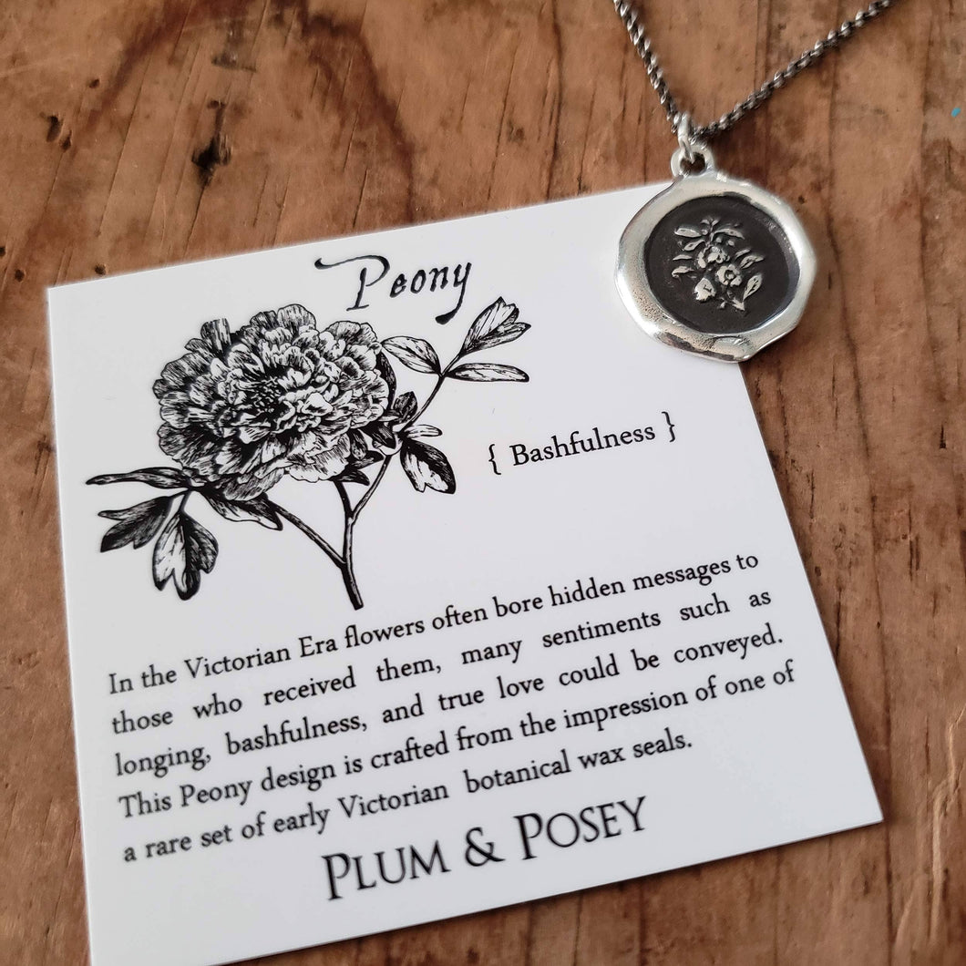 Peony Wax Seal Necklace - Bashfulness