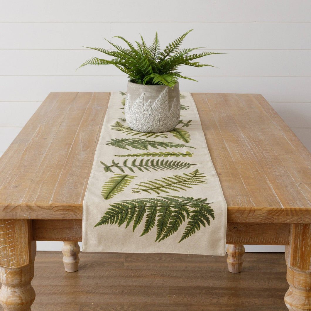 Table Runner - Embroidered Ferns