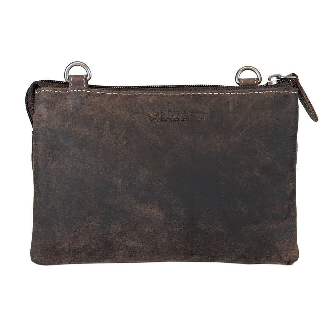 Clutch Shoulder Bag Festival Bag Buffalo Leather - Dark Brown