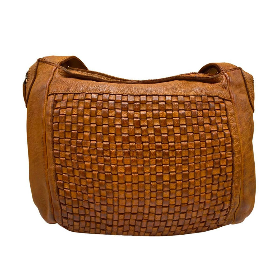 Shoulder Bag Ladies of Supple Washed and Braided Leather