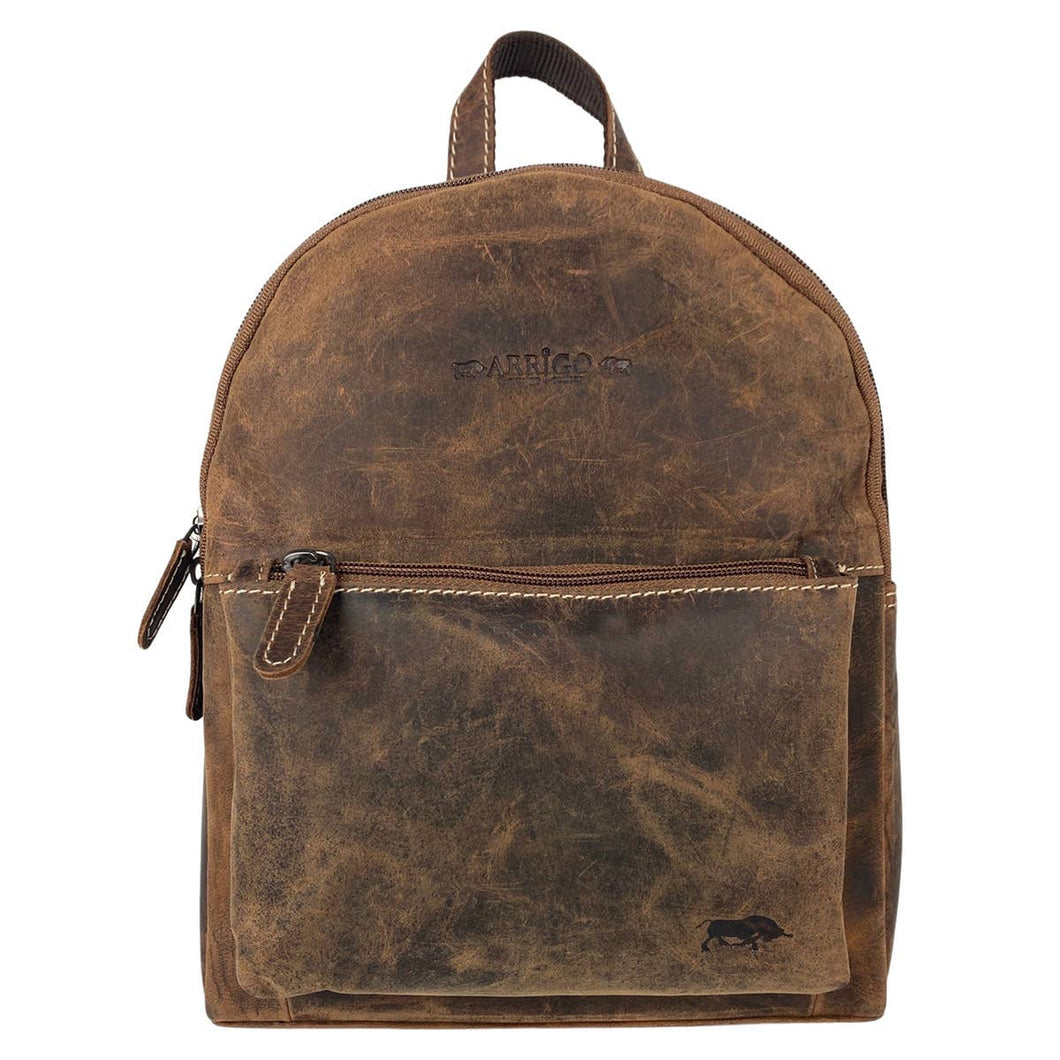 Small Leather Ladies Backpack Cognac Buffalo Leather
