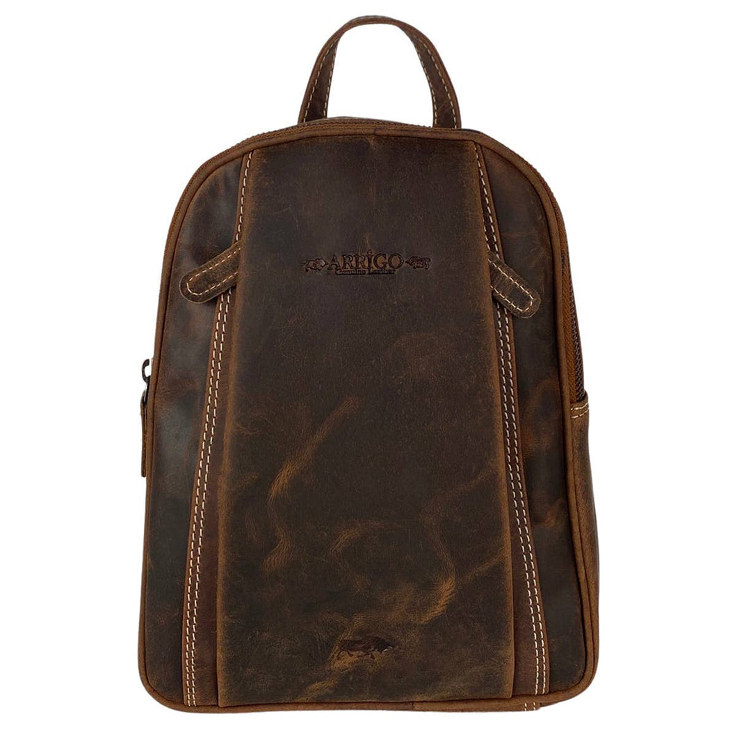 Leather Unisex Backpack Small -Cognac